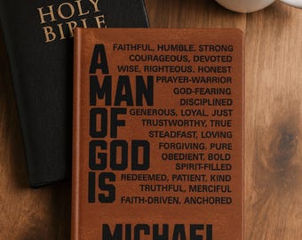 Christian Mens Personalized Matte Hardcover Journal. 5.75 x 8 inches. 150 lined pages