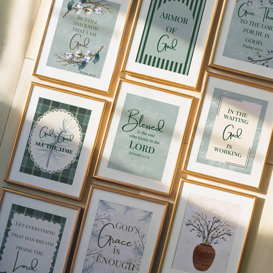 Christian Bible Verse Wall Art Set of 9. Digital Prints in Multiple ...