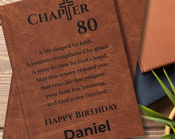 Christian Men 80th Birthday Personalized Hardcover Journal Matte Laminate 5.75x8 150 Pages
