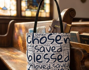 Bolsa Tote com Estampa Inspiradora de Versículos Bíblicos e Fé Cristã