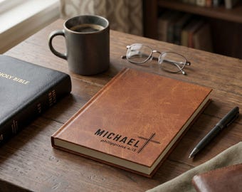 Personalized Christian Men's Journal 5.75x8 Matte Hardcover. Custom name and Bible chapter.