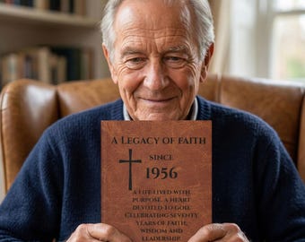 Personalized Christian Men's 70 Milestone Journal. 5.75 x 8 laminate hardcover.  150 lined pages.