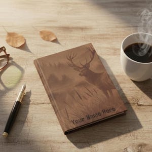 Journal Personalized Deer Design with Matte Cover, 150 Lined Pages, Casewrap Binding