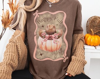Pink Pumpkin Cowgirl Fall Shirt: Western Graphic Tee