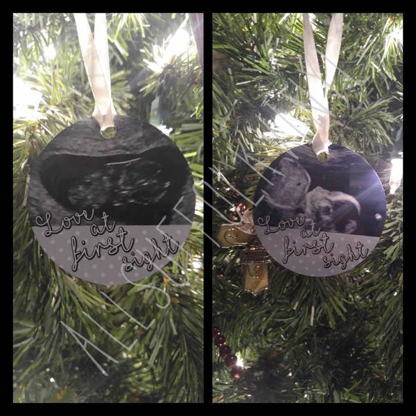 Sonogram Ornament, Pregnancy Ornament, Ultrasound Ornament, New Baby Announcement Holiday, Love at First Sight, New Mother, Your photo