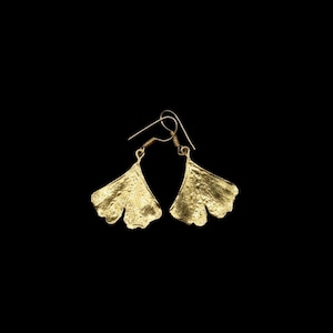 Ginkgo Leaf Earrings in Gold Brass, Resilience & Wisdom Jewelry, Botanical Nature Design, Boho Chic Gift for Her, Lightweight Leaf Earrings