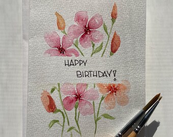 Birthday Card | Hand Painted Flowers | Watercolor - Etsy