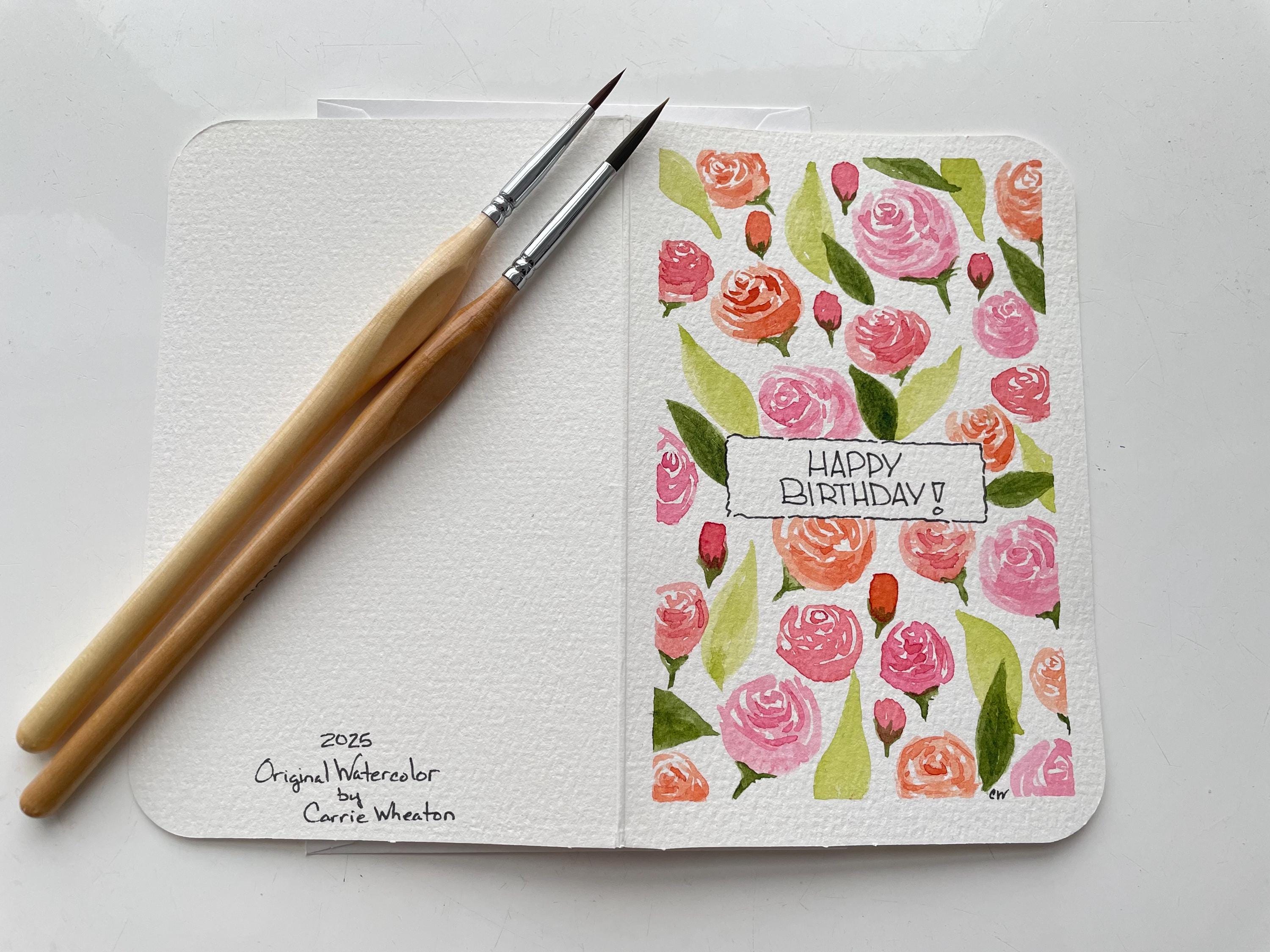 Birthday Card | Hand Painted Flowers | Watercolor - Etsy