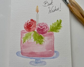 Birthday Card | Hand Painted Flowers | Watercolor - Etsy
