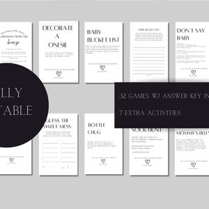 Simple Minimalist Baby Shower Games, Modern Baby Shower Game Bundle, Printable & Editable Games, Neutral Baby Shower Games, Gender Neutral