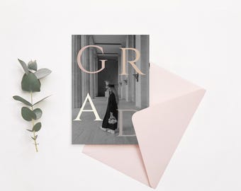 Elegant Graduation Announcement Template Class of 2025 College Graduate Card Editable Canva Grad Invite  Minimalist Graduation Photo Collage