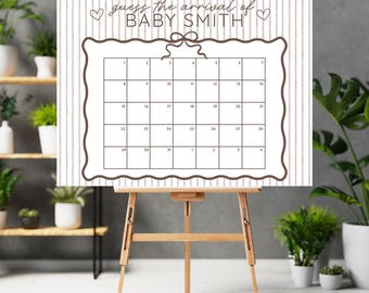 A Baby is Brewing Due Date Calendar Template: Baby Shower Game (Digital Download)