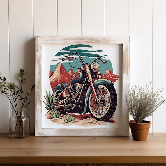 Vintage Southwest Desert Motorcycle & Traditional Tattoo Flash Art