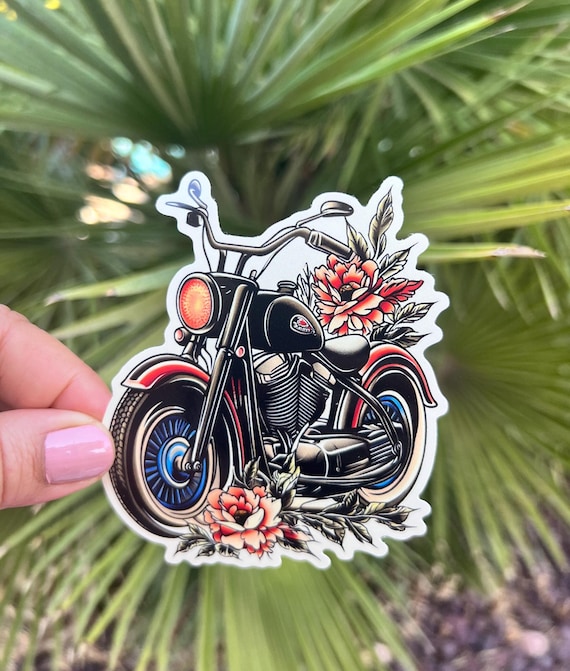 Vintage Motorcycle Tattoo Flash Vinyl Sticker Cafe Racer Ink
