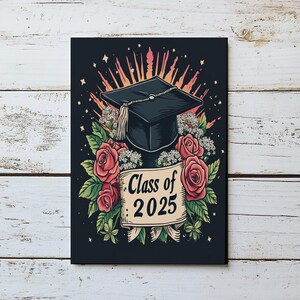 Cartão de felicitações exclusivo para formatura - Cartão personalizado vintage retrô personalizado - Cartão de comemoração - Presente de felicitações para formatura da turma de 2025