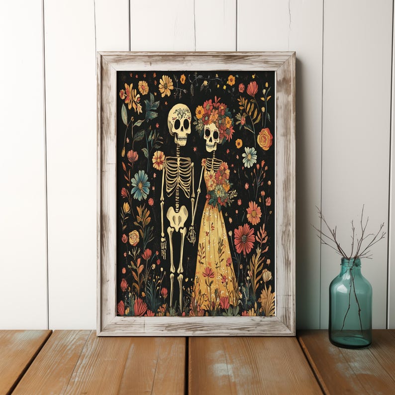 Dia De Los Muertos Couple Art Print – Day of the Dead Artwork ...
