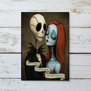 Jack en Sally paar minnaar cadeau, liefdeswenskaart, aangepaste kaart, griezelig romantisch cadeau voor koppels, jubileum of Halloween