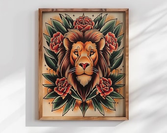 星座タトゥーアート LEO ライオン占星術プリント 5 x 7、8 x 10 または