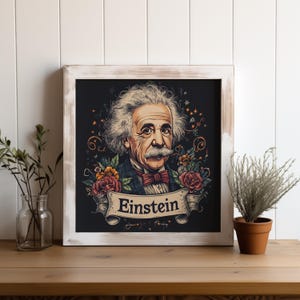 Vintage Einstein Science Wall Art - Classic Portrait, Retro Physics Print,Science Aesthetic Decor, Gift for Physics Lovers, E mc2 Art