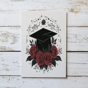 Afstuderen unieke Goth-wenskaart - vintage retro personaliseren aangepaste kaart - punk viering kaart - college en middelbare school afstudeercadeau