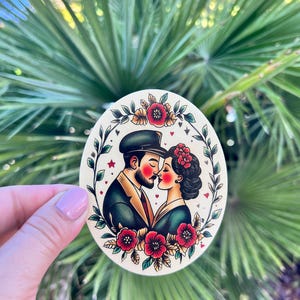 Couple Art Vinyl Sticker - Vintage Love & Classic Portrait Artwork Art Print- Ink Design Decal Artwork Gift For Him -Couple Gift