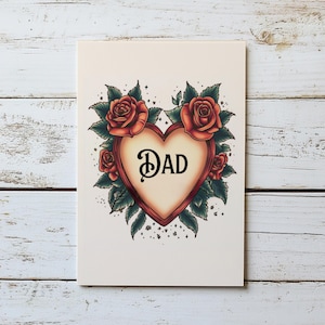 Vatertag Einzigartige Grußkarte - Vintage Tattoo Retro Personalisieren Sie individuelle Karte - Feierkarte - Grußgeschenk, Karte für Ehemann, Papa