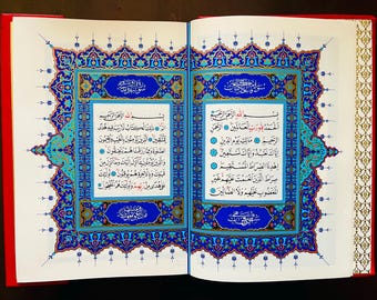 Rafet Kavukcu Kalligraphie Koran – Vergoldeter Koran – Luxuriöse islamische Kunst – Arabischer Koran