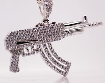 Iced Out AK47 Pendant 925 Silver