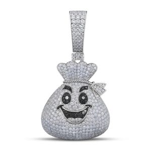 Emoji Moissanite Pendant, Iced Out Hip Hop Necklace Charm, Bling Rapper Jewelry, Statement Chain for Men, Gift for Man