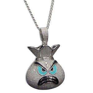 Emoji Moissanite Pendant, Iced Out Hip Hop Necklace Charm, Bling Rapper Jewelry, Statement Chain for Men, Gift for Man