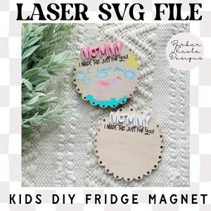 Aimant pour réfrigérateur fête des mères bricolage, aimant art bricolage pour enfants fichier SVG, fichier laser cadeau fête des mères, fichier laser Glowforge Ready, aimant dessiné à la main