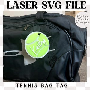 Arquivo SVG para etiqueta de bolsa de tênis, arquivo SVG para etiqueta de bolsa de tênis a laser, etiqueta de bolsa com arquivo a laser, download digital Glowforge Tennis, etiqueta de bolsa esportiva, personalizada