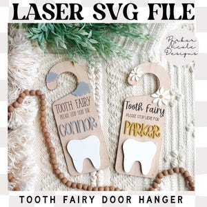 Tooth Fairy Door Hanger, Kids Tooth Fairy SVG File, Tooth Fairy SVG File, Glowforge Laser File, Laser SVG File, Tooth Money Personalized