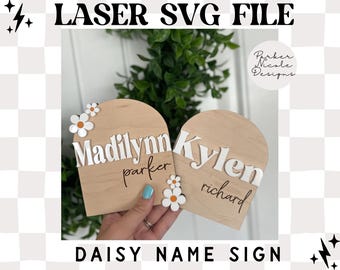 Baby-Namensbogen, Blumen-Baby-Namensbogen-Zeichen, Blumen-Babyname-SVG-Datei, Laser SVG-Baby-Zeichen, neues Baby SVG, Laser-Schnitt-Dateien Glowforge