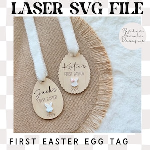 Etichetta primo uovo di Pasqua, etichetta regalo per neonati, etichetta primo cestino di Pasqua per neonati, file SVG primo neonato, file laser per neonati di Pasqua, etichetta coniglietto uovo per neonati