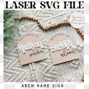 Arch Baby Name Sign, Arch Name Sign SVG File, SVG Laser File, Hospital Sign SVG File, Announcement Name Sign Laser Glowforge File, Digital