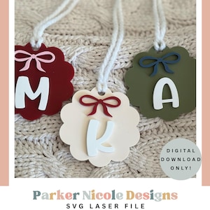 Scallop Tag | Present Gift Tag | Stocking Tag | Christmas Ornament | Christmas SVG File | Laser Scallop Tag | Letter Scallop Tag | Bow Tag