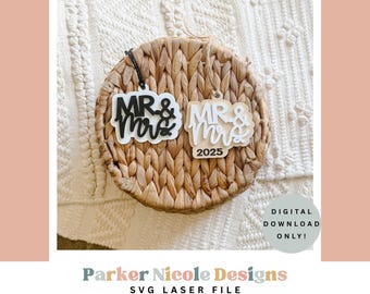Mr Mrs Ornament, Hochzeit Geschenkanhänger, Hochzeit digitaler Download, Heirat Weihnachtsschmuck, Laser SVG Weihnachten Digital Download, Mr & Mrs