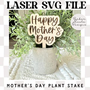 Plante de piquet pour la fête des mères SVG, fichier laser SVG, fichier laser prêt pour la fête des mères, piquet de plante SVG, fichier laser cadeau fête des mères, piquet de plante en bois