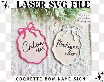 Kokette Bogen Zeichen SVG, Krankenhaus Krippe Bogen Zeichen SVG, Laser-Datei Baby Namen Zeichen, Bogen Baby Namen Zeichen SVG Laser-Datei, digitaler Download Baby Name