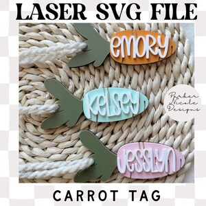 Etiqueta de cesta de cenoura, etiqueta de presente de cenoura, arquivo SVG de cenoura personalizado, arquivo de laser de Páscoa, arquivo SVG personalizado para crianças, etiqueta de cesta, etiqueta de Páscoa SVG