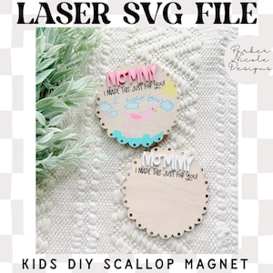 Mothers Day Fridge magnet DIY, Kids DIY art magnet SVG File, Mothers Day Gift Laser File, Glowforge Ready laser file, Hand drawn magnet