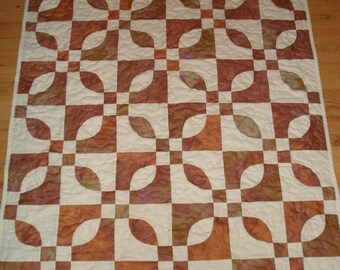 Baby Quilt, child, bedding, brown, cream, infant,  36 x 47, handmade