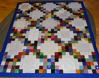 Fair and Square Quilt Top  54 x 64 Handmade, Pieced, Pressed and Ready to be quilted by you.   Patchwork, Scrappy Fabrics