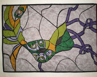 Mardi Gras  Stained Glass Style Quilted Wall Hanging