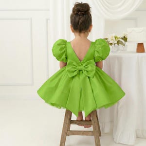 slim fit dress slacks Lea Green Puff Sleeve Mini Dress main image 1