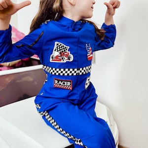 Blue Fast One Birthday Suit, Race Car Birthday Toddler Costume, Kids Race Jumpsuit, Baby Boy girl halloween Costume, Race Car Driver Outfit