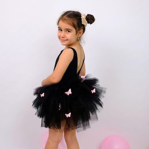 Black Ballet Leotard: Butterfly Tutu Dress, Toddler Ballerina Costume