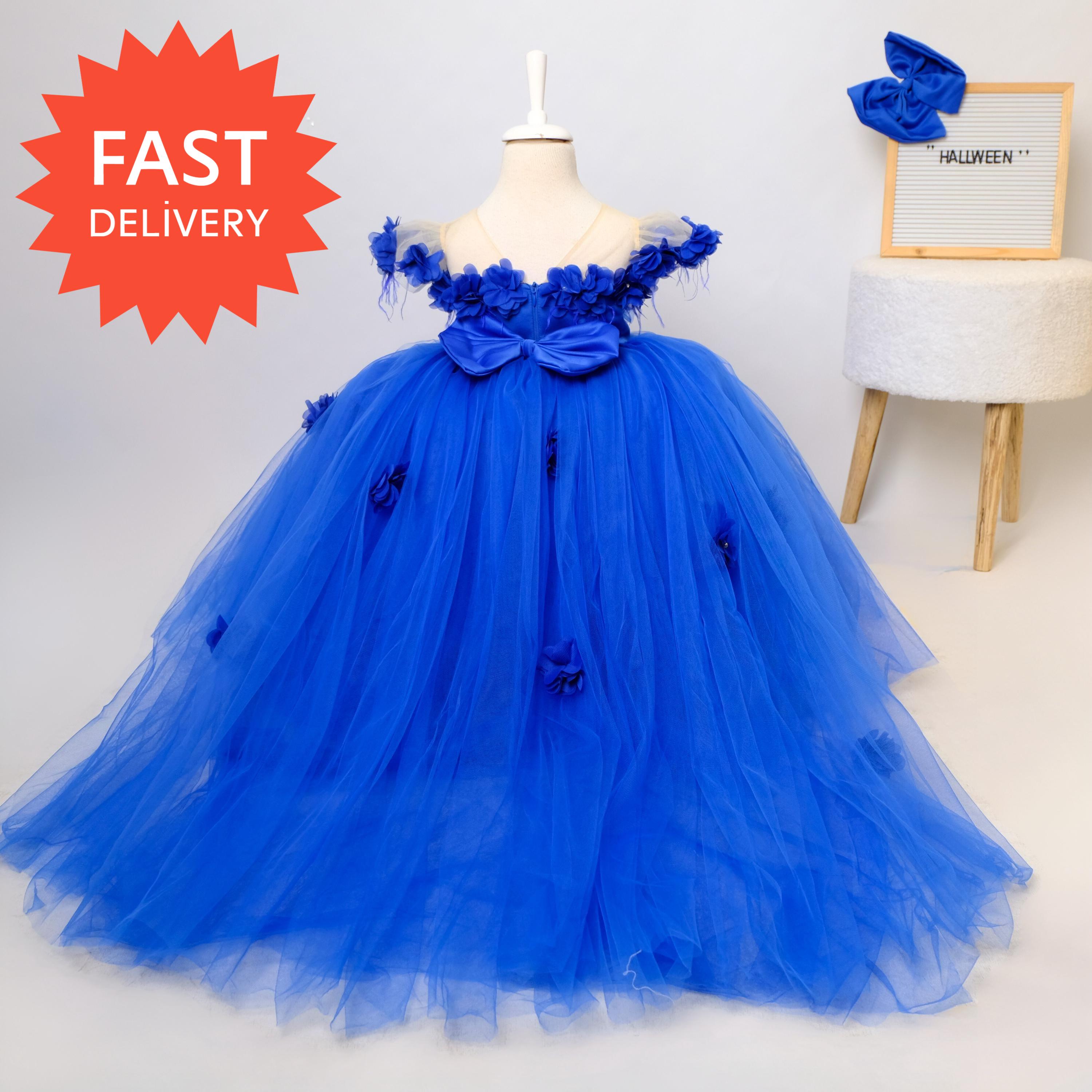 Vestido Azul Vestidos De NiÃ±a Para Promocion Azul Eléctrico