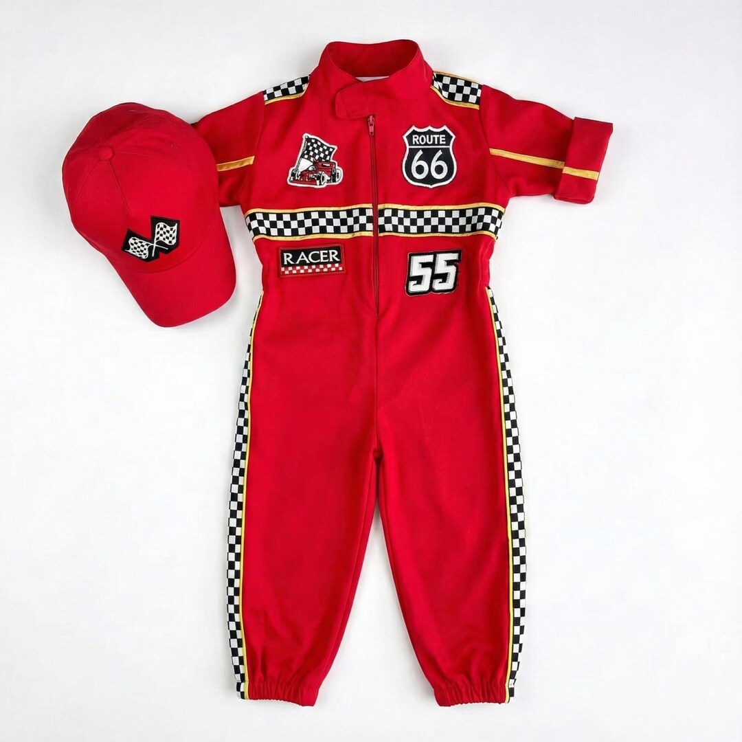 Red Racing Outfit Red Race Car Costume, Red Race Car Driver Jumpsuit, Red Race Car Outfit ...